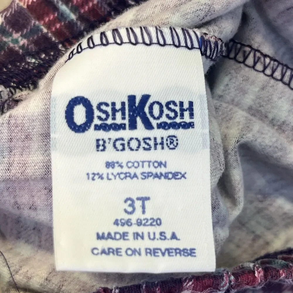 OshKosh BGosh Plaid Pants Size 3 T Toddler Made In USA Vintage Cotton Blend
